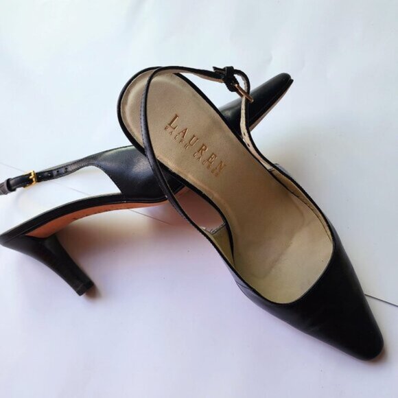 Ralph Lauren Leather Slingback Heels 5.5B - Picture 1 of 3